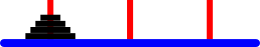 The start of a 4 disc Tower of Hanoi game